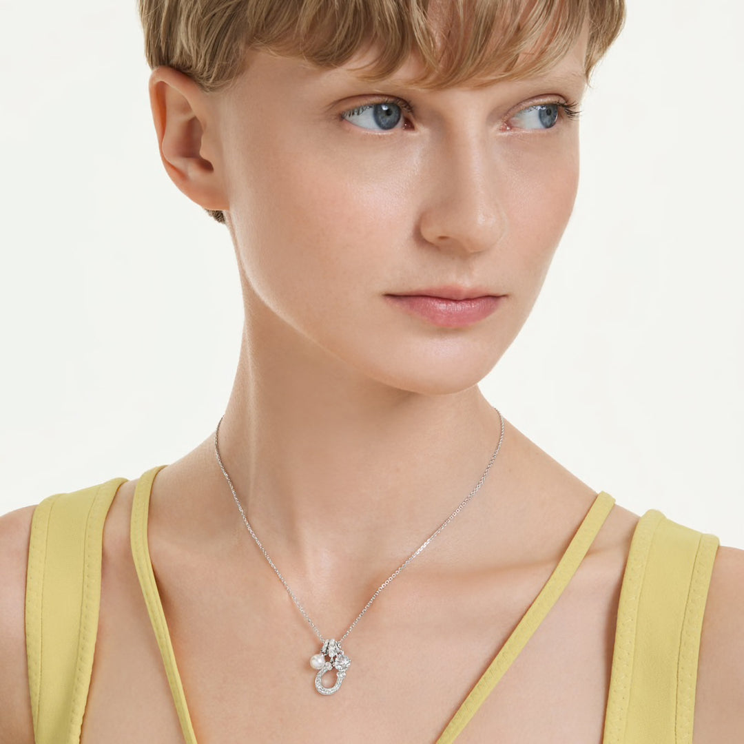 Swarovski Symbolica Rhodium Plated Horseshoe Necklace With Clear Crystal Pearl 5736247