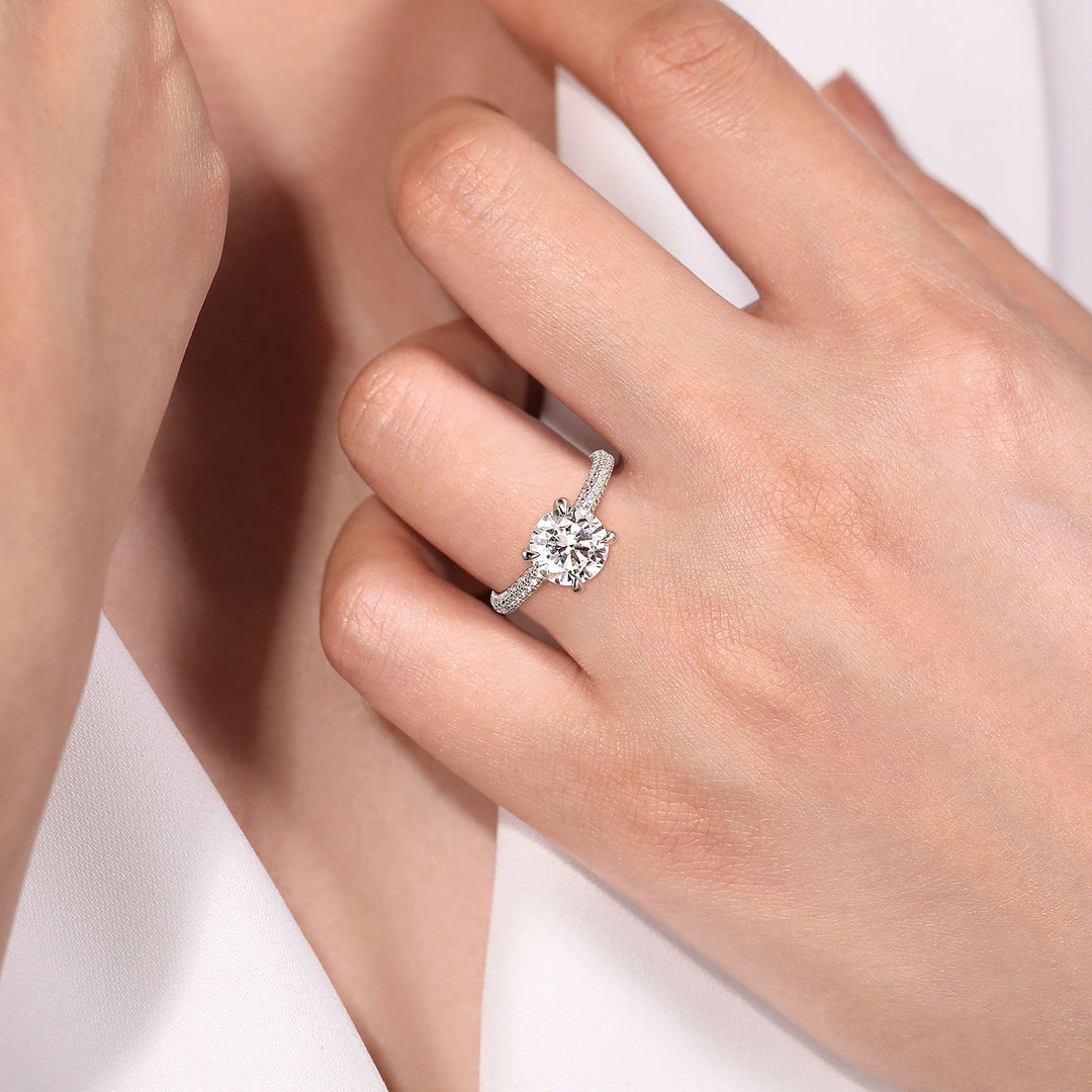 Women's 14K White Gold Hidden Halo 0.67 CTW Diamond Semi-Mount Engagement Ring