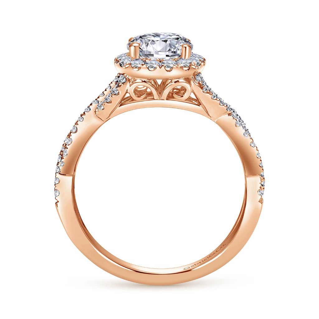 14K Rose Gold 0.42 CTW Diamond Set Halo Engagement Ring Semi-Mount