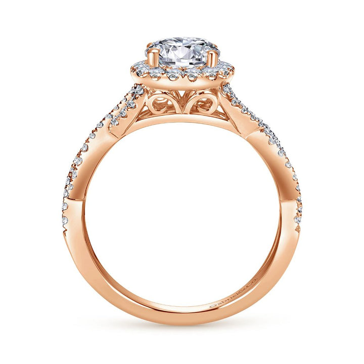 14K Rose Gold 0.42 CTW Diamond Set Halo Engagement Ring Semi-Mount