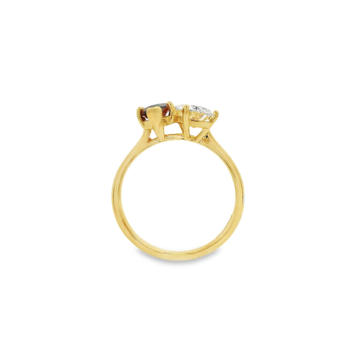 14K Yellow Gold 10x5mm Garnet And 1.01ct LAB GROWN Diamond Ring