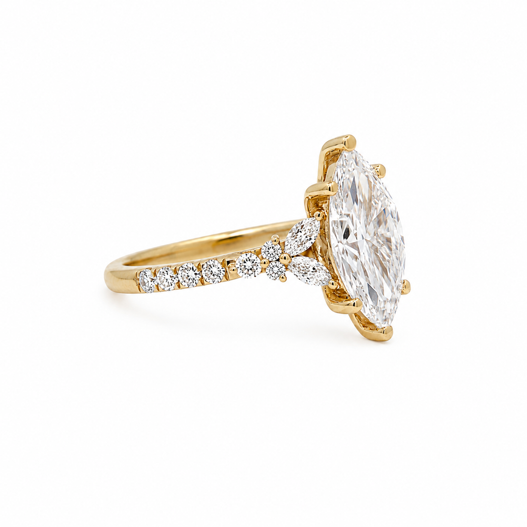 Women's 14K Yellow Gold Marquise Cut 2.49 CTW LAB Grown Diamond Engagement Ring