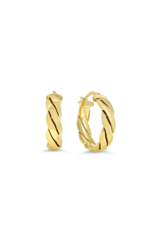sempreORO Sterling Silver 14 Karat Gold Bonded 15mm Rope-Twist Hoop Earrings