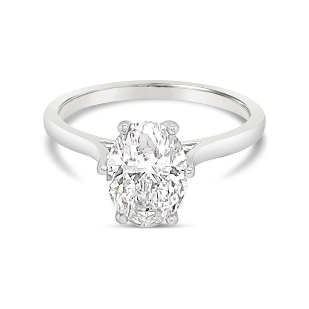Platinum Engagement Ring Mount With Tulip Setting For Oval Stone (420-00084)