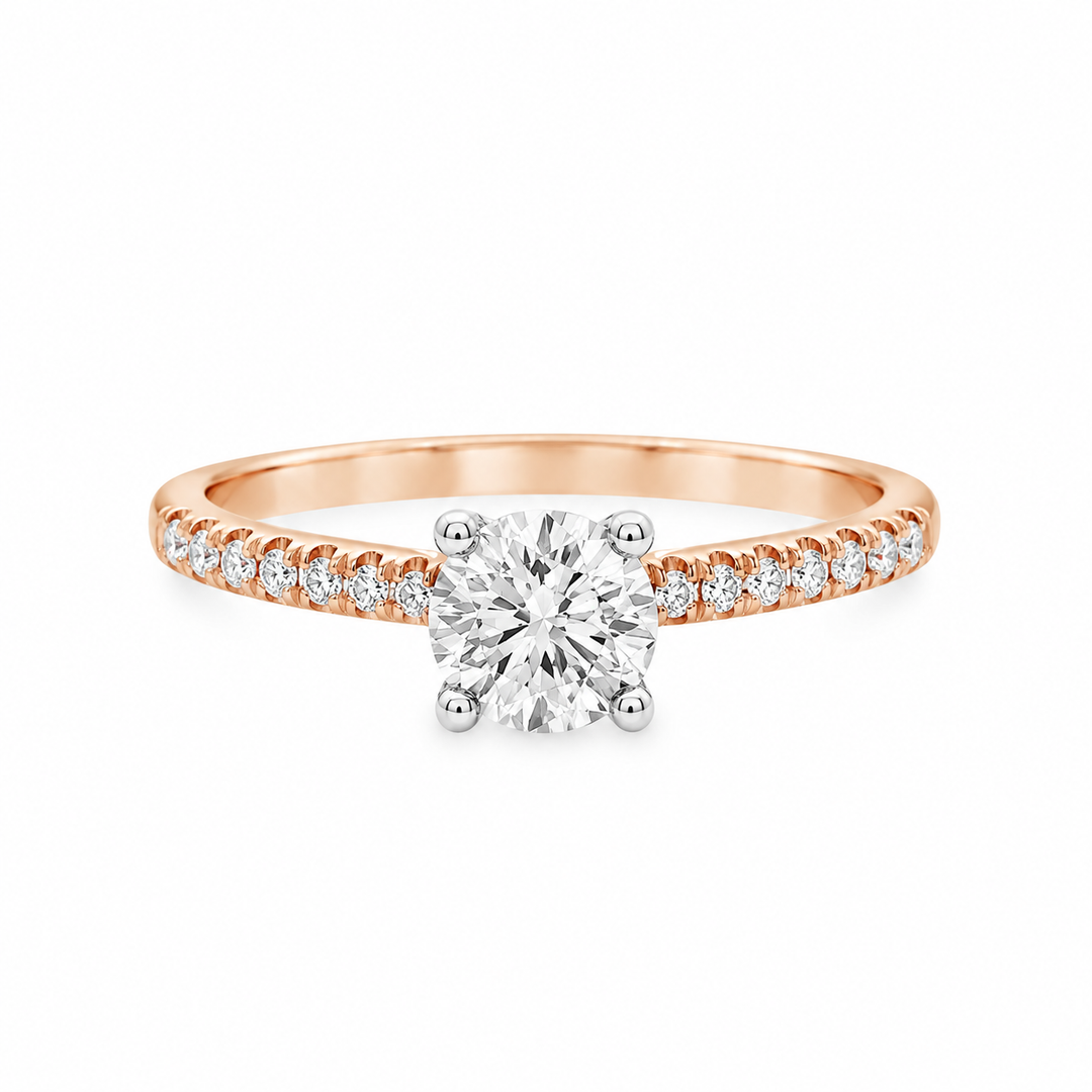 Women's 14K Rose And White Gold Classic Diamond Semi-Mount Engagement Ring