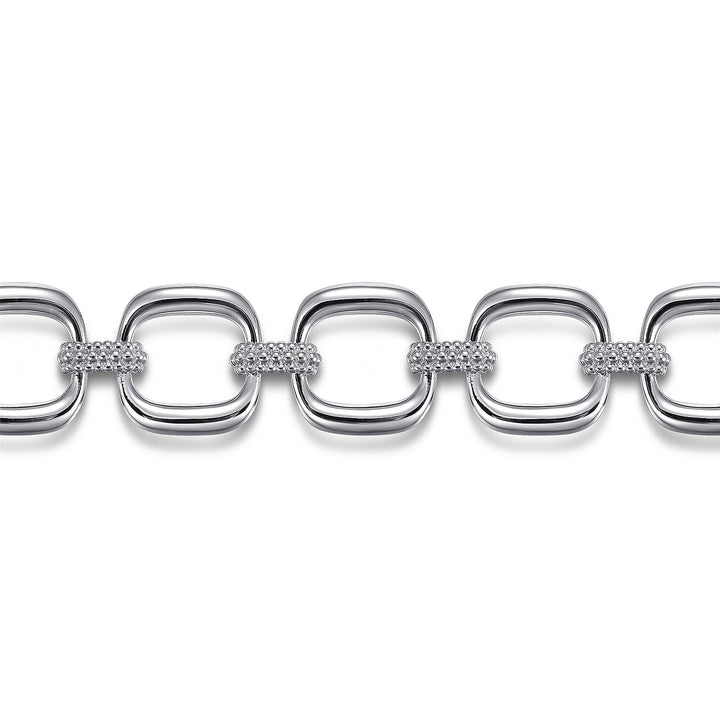 Gabriel & Co. Silver Large Open Cushion Shaped Link Bracelet