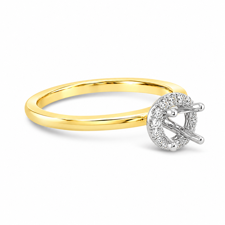 14K Two-tone Gold Halo 0.12 CTW Diamond Set Engagement Ring Semi-Mount