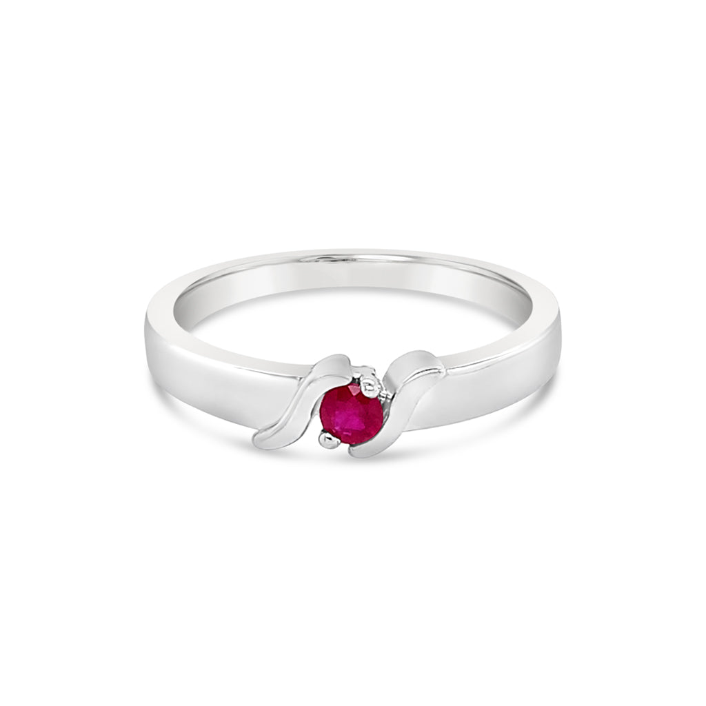 14K White Gold 0.15 CT Ruby Women's Ring