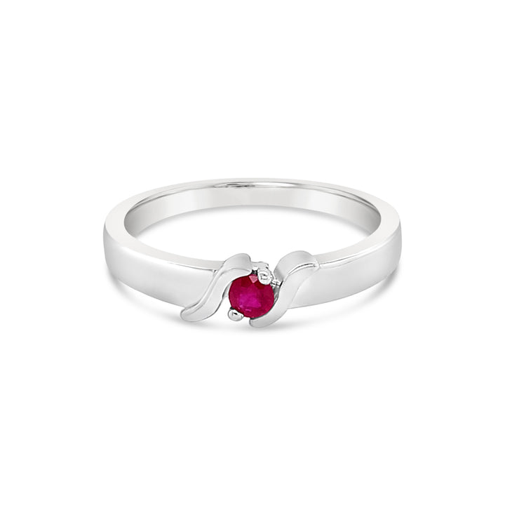 14K White Gold 0.15 CT Ruby Women's Ring