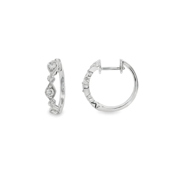 18K White Gold 0.30 CTW Diamond Huggie Earrings