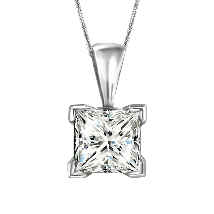 Women's 14K White Gold Princess Cut Solitaire 0.417 CTW Diamond Pendant