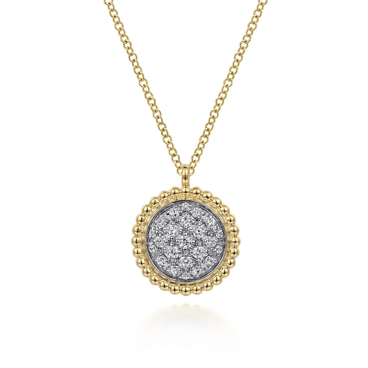 14K Yellow & White Gold Gabriel & Co. Disc Shaped 0.24 CTW Diamond Necklace