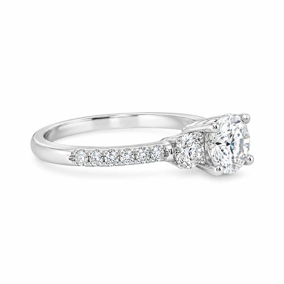Women's 14K White Gold Three Stone 0.52 CTW Diamond Semi-Mount Engagment Ring