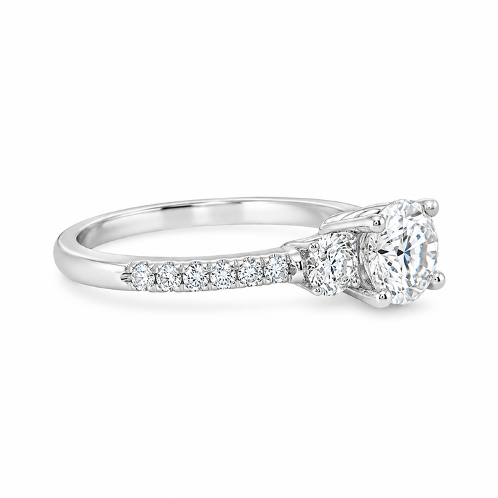 Women's 14K White Gold Three Stone 0.52 CTW Diamond Semi-Mount Engagment Ring