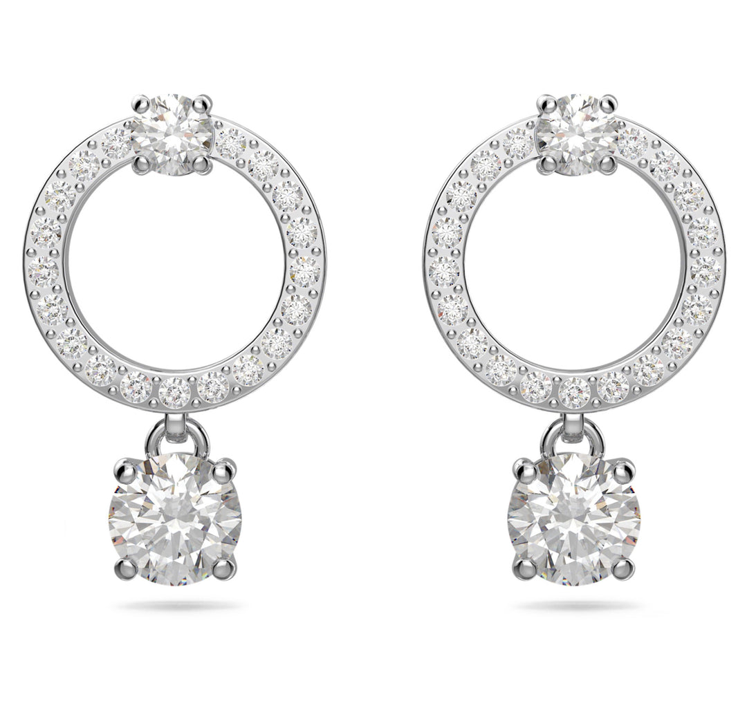 Swarovski Constella Rhodium Plated Circle Stud Earrings With Clear Zirconia's 55563278
