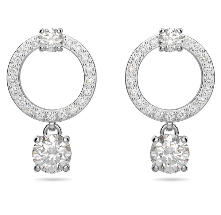 Swarovski Constella Rhodium Plated Circle Stud Earrings With Clear Zirconia's 55563278