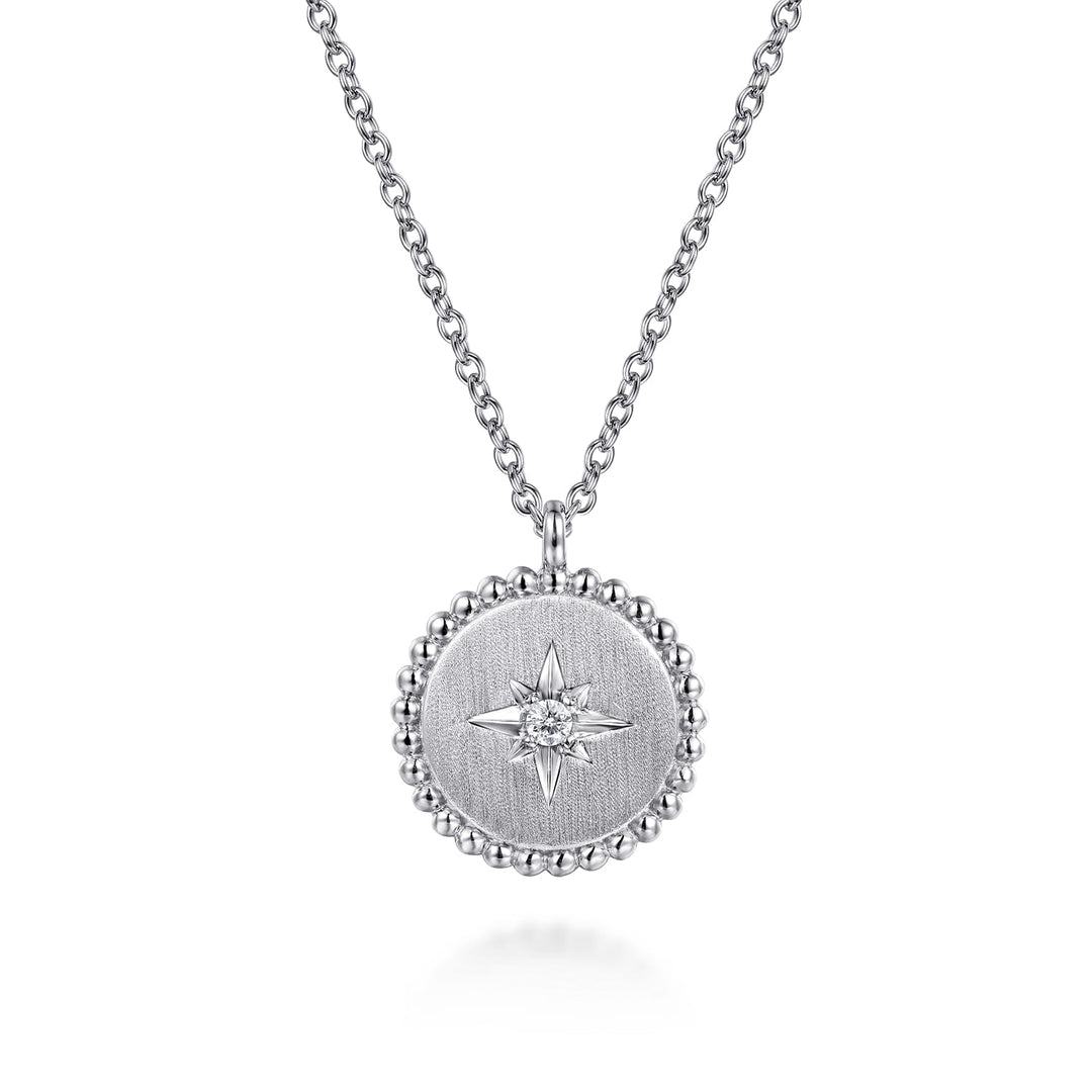 Sterling Silver Gabriel & Co Bujukan Diamond Medallion Necklace