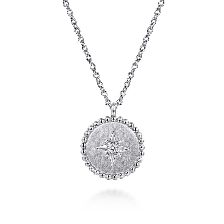 Sterling Silver Gabriel & Co Bujukan Diamond Medallion Necklace