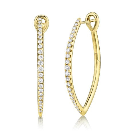 14K Yellow Gold 0.75 CTW Diamond Pointed Hoop Earrings