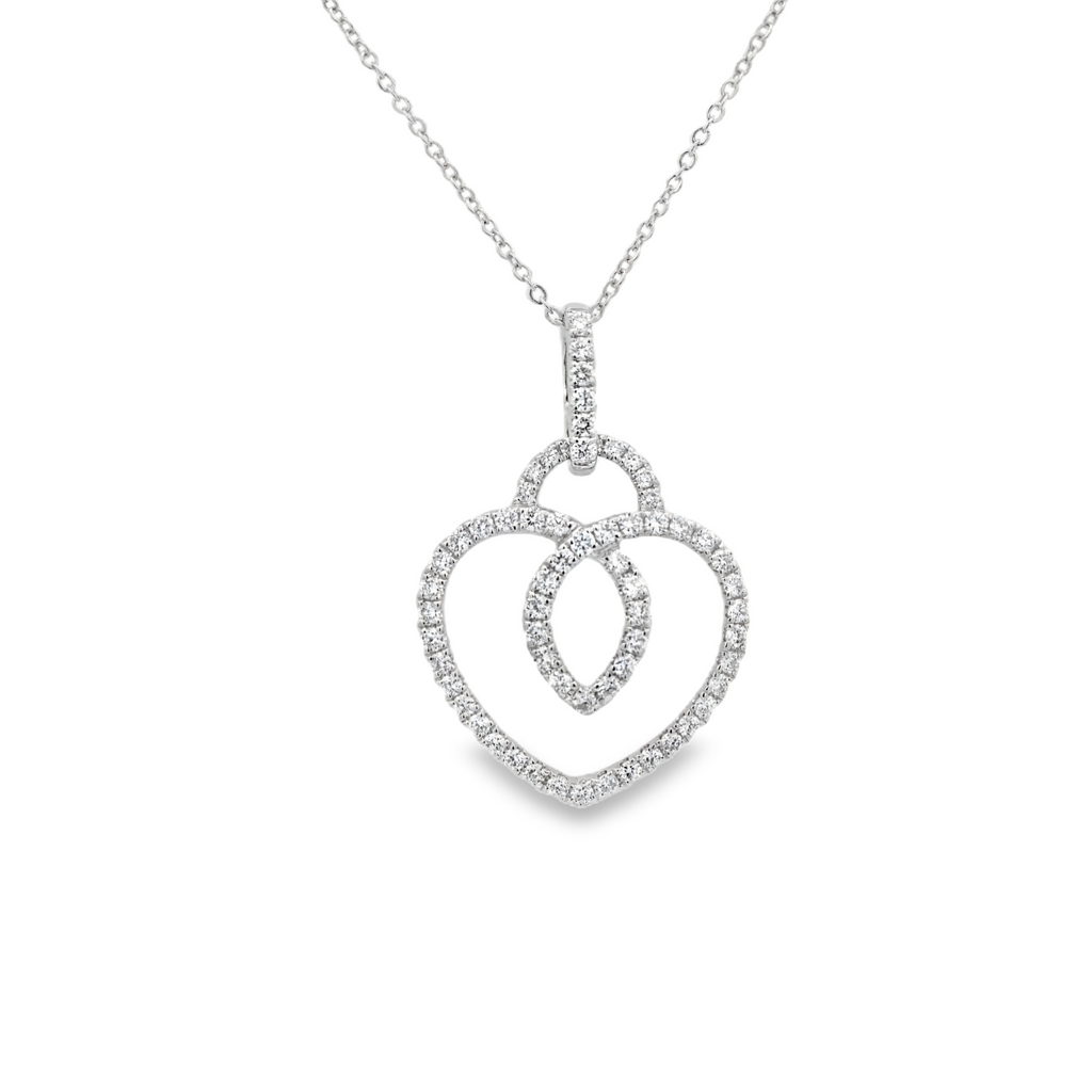 18K White Gold 0.34 CTW Diamond Heart Pendant