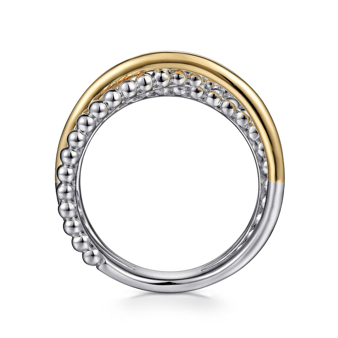 Gabriel & Co. Sterling Silver And 14K Yellow Gold Criss-Cross Multirow Ring