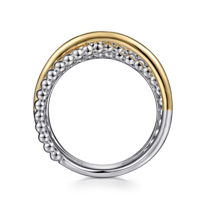 Gabriel & Co. Sterling Silver And 14K Yellow Gold Criss-Cross Multirow Ring