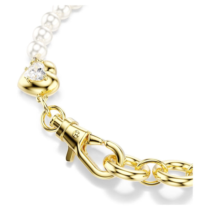 Swarovski Idyllia Gold-Tone Plated Heart Bracelet With White Crystal Pearl 5737299