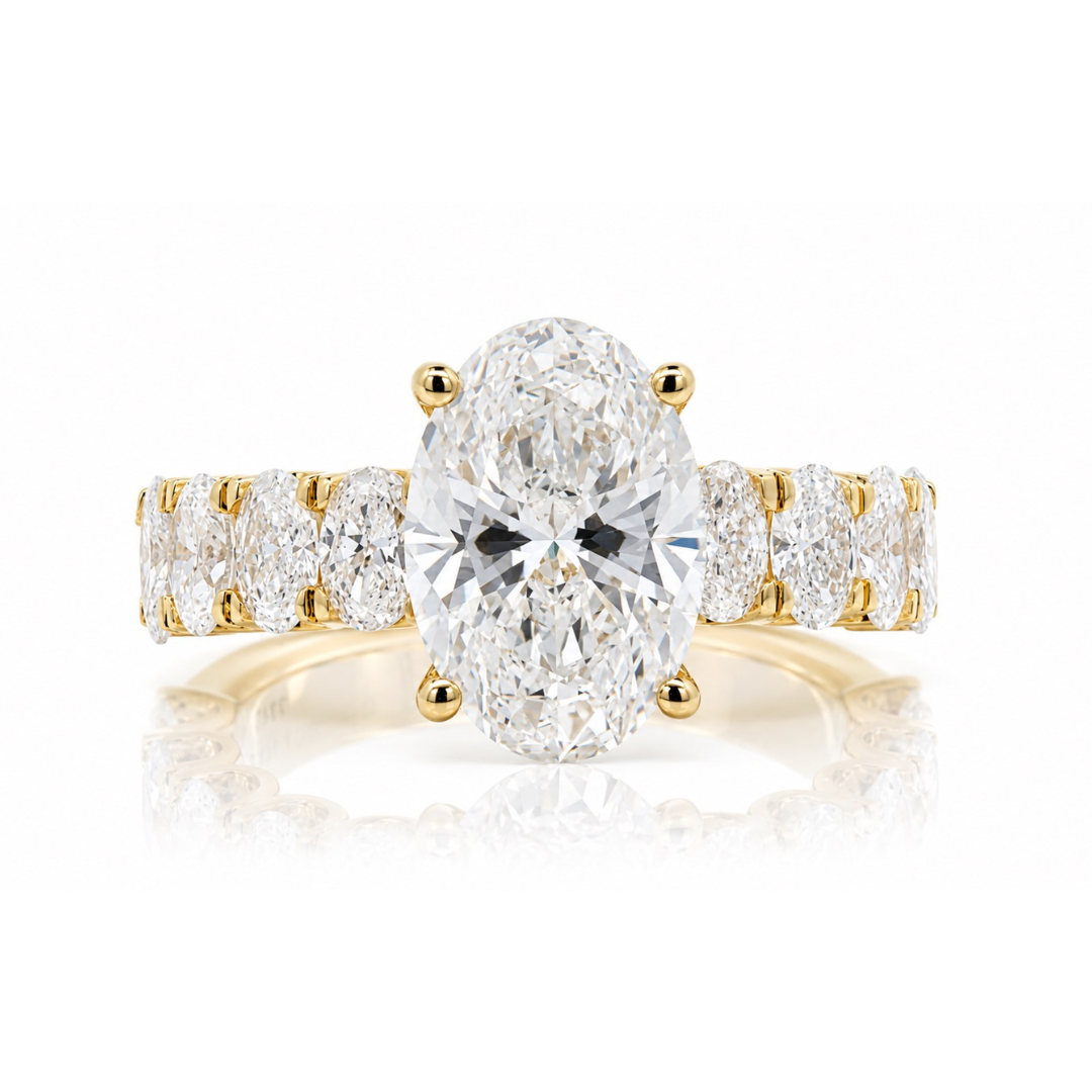 Women's 14K Yellow Gold Oval LAB Diamond Engagement Ring