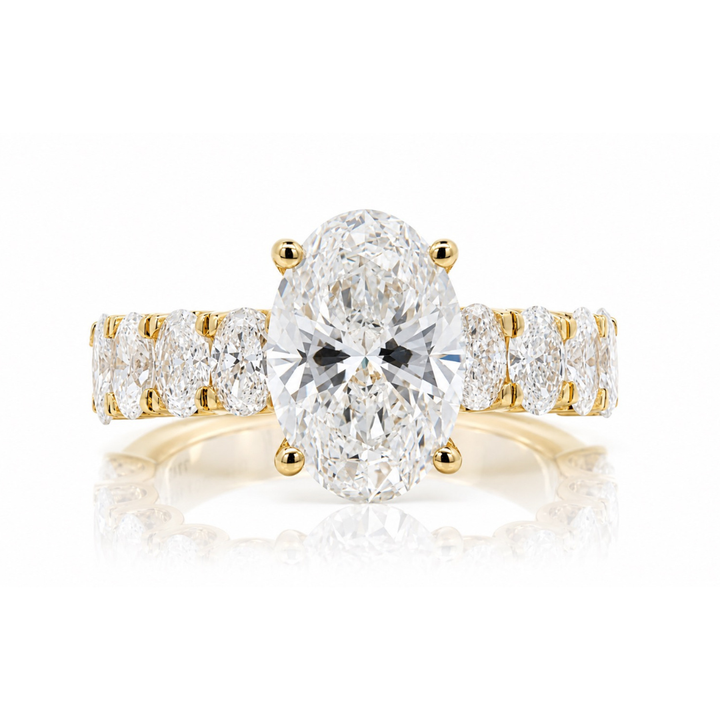 Women's 14K Yellow Gold Oval LAB Diamond Engagement Ring