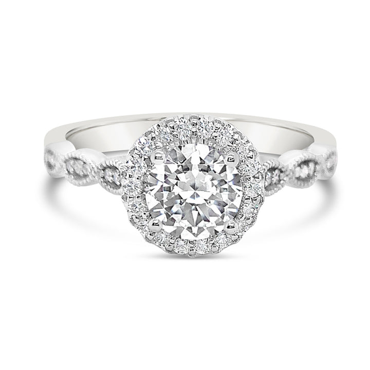 14K White Gold Halo Semi-Mount 0.27 CTW Diamond Engagement Ring