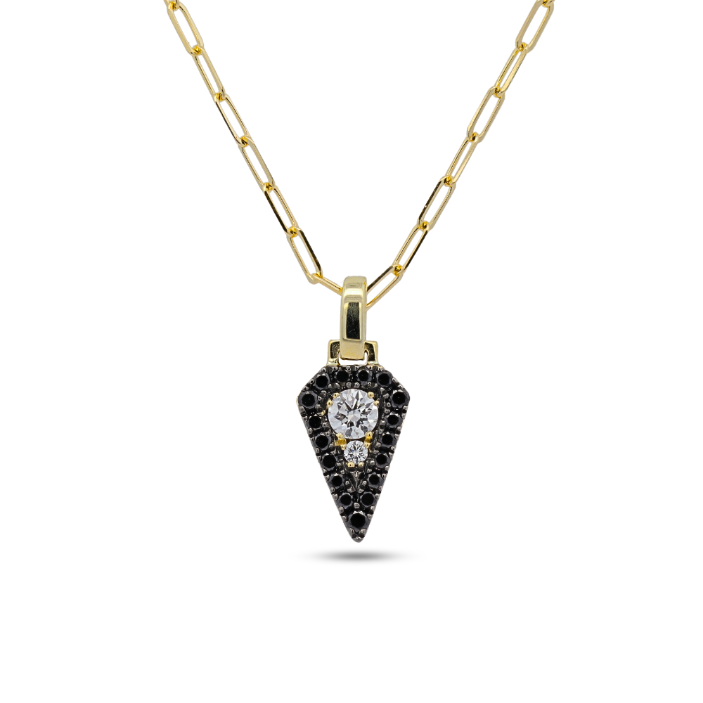 14K Yellow Gold Frederic Sage Geometric Pendant 0.29 CTW White And Black Diamonds With 18" Chain