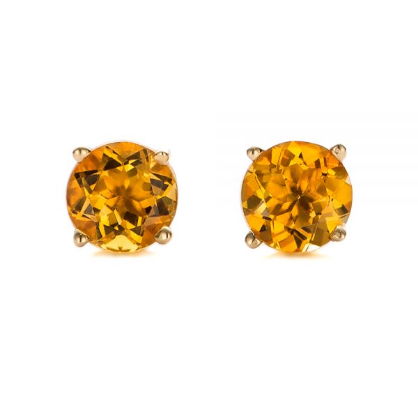 14K Yellow Gold 2.5mm Each Round Citrine Stud Earrings