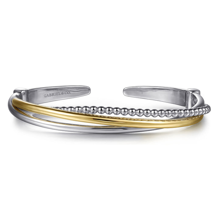 Sterling Silver With 14K Yellow Gold Gabriel & Co. Multi-Row Bangle Bracelet