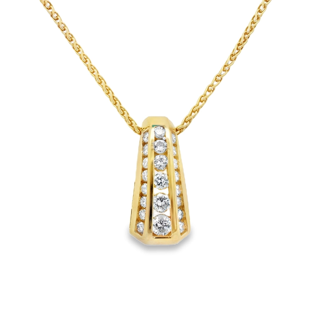 Estate - 14K Yellow Gold 0.51 CTW Diamond Set Pendant With Chain