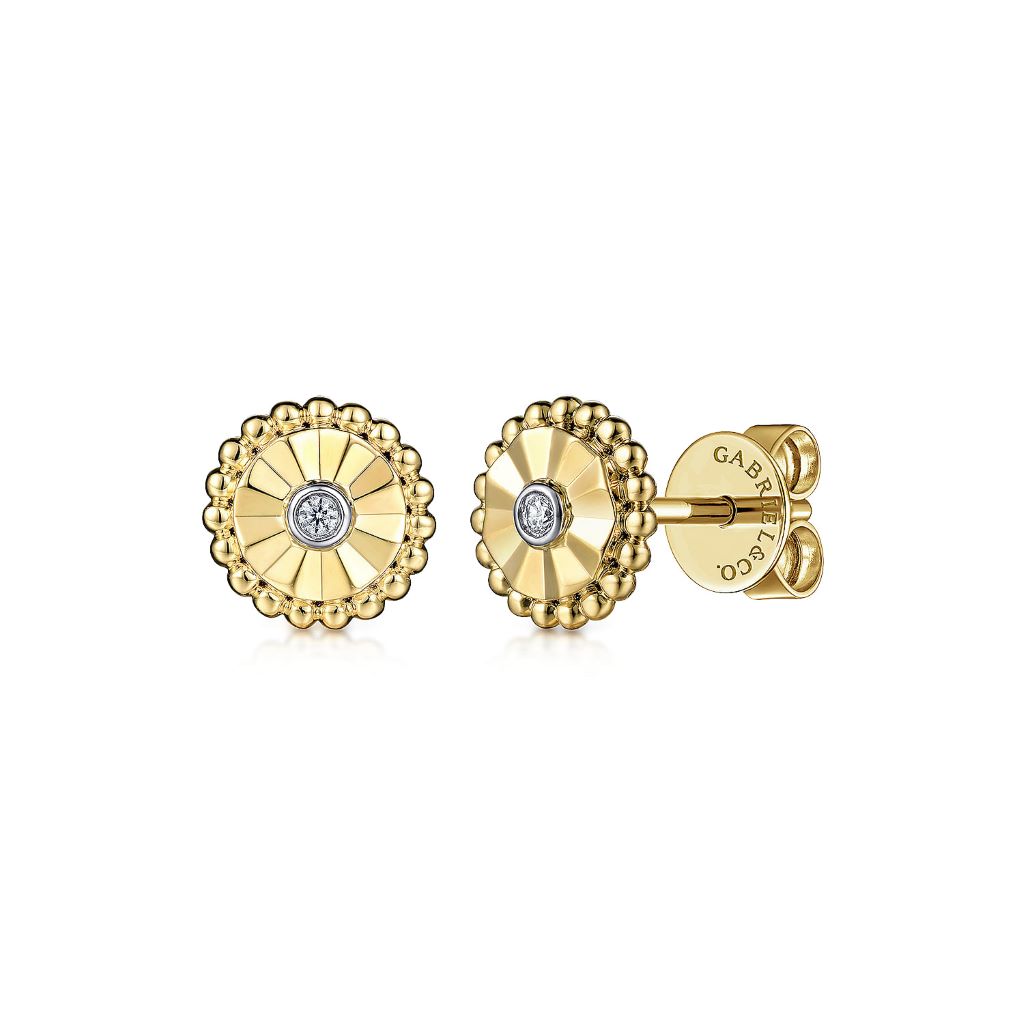 14K Yellow Gold Circle Bezel Set Stud 0.02 CTW Diamond Earrings