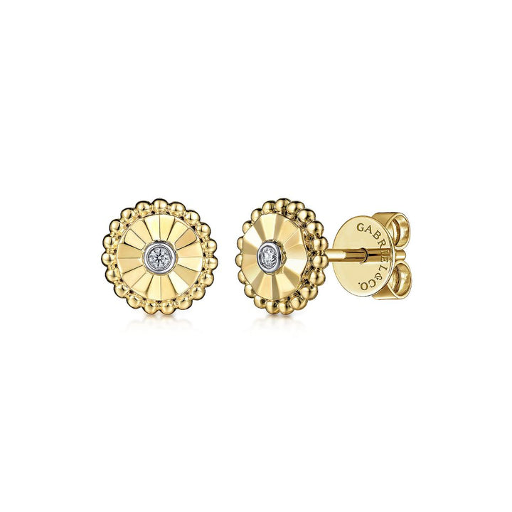 14K Yellow Gold Circle Bezel Set Stud 0.02 CTW Diamond Earrings