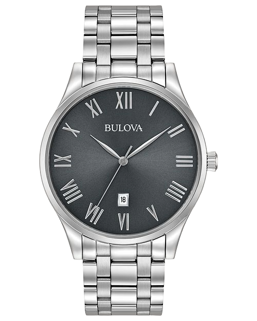 Bulova Men's Classic Stainless Steel Watch with Gunmetal Dial