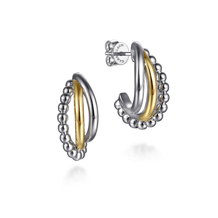 Sterling Silver And 14K Yellow Gold Gabriel & Co. Small J-Hoop Earrings