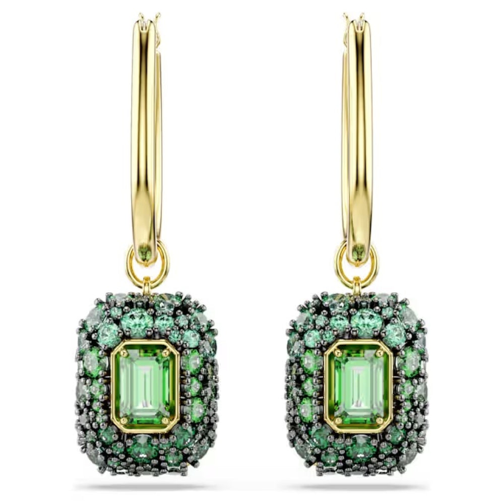 Swarovski Sublima Gold-Tone Plated Drop Earrings With Green Cubic Zirconia 5762651