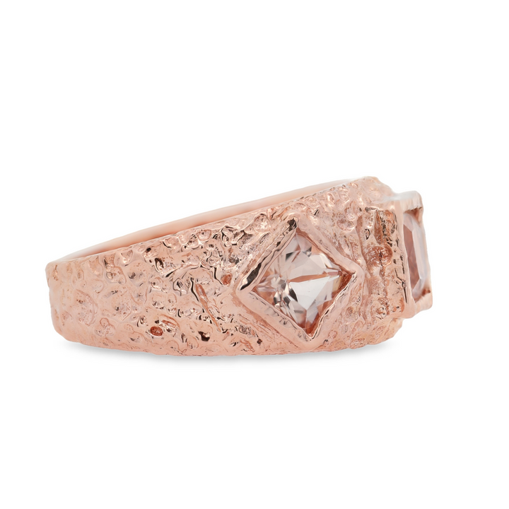 14K Rose Gold Ring With Cushion Cut Morganites