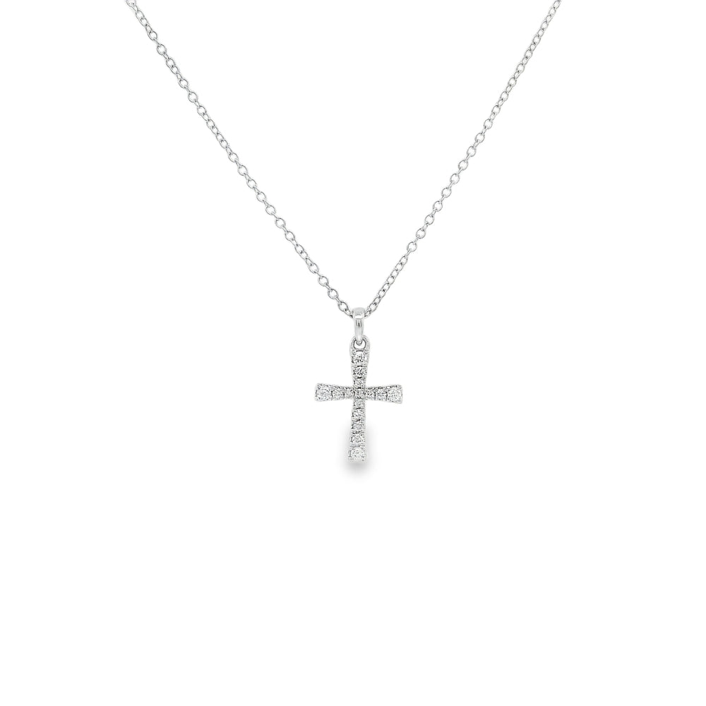 14K White Gold 0.08 CTW Diamond Mini Cross Pendant