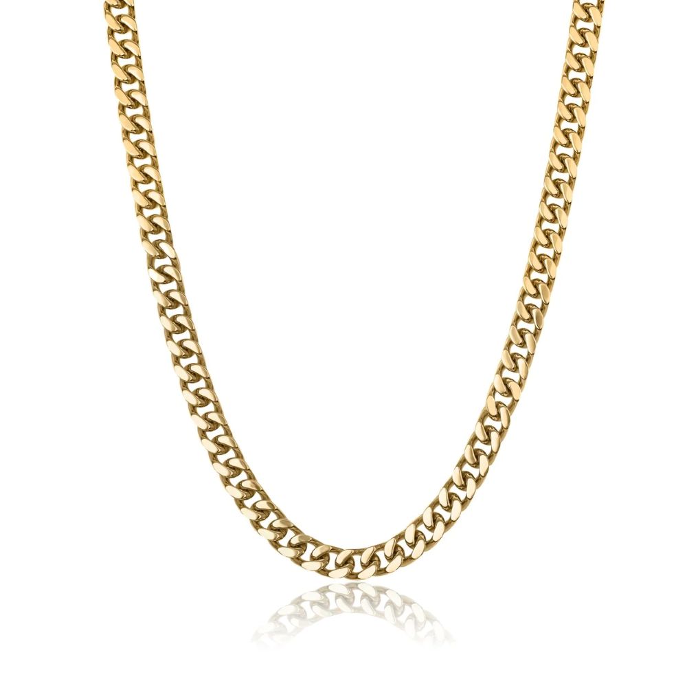 Italgem Yellow Gold Plated Stainless Steel 9.4mm Curb Link Adjustable 24" Chain