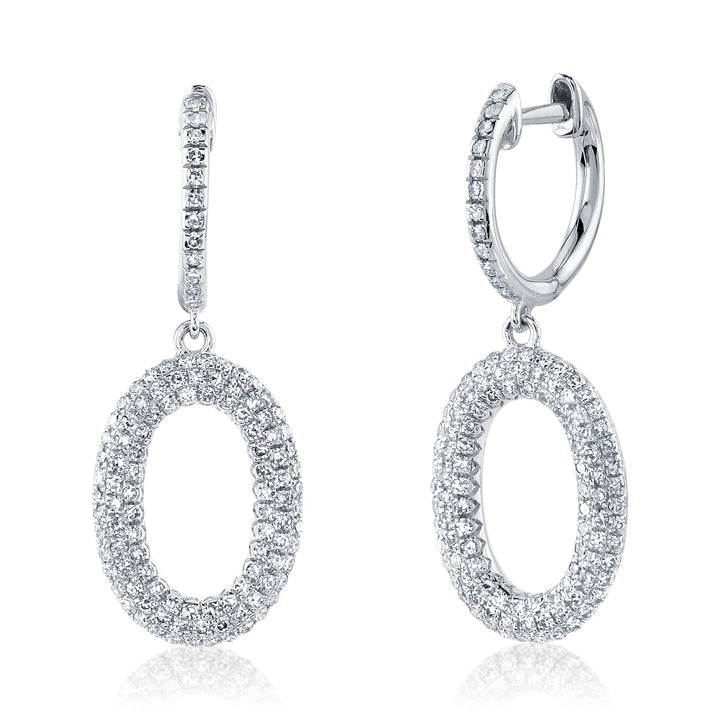 14K White Gold Oval Drop 0.49 CTW Diamond Earrings