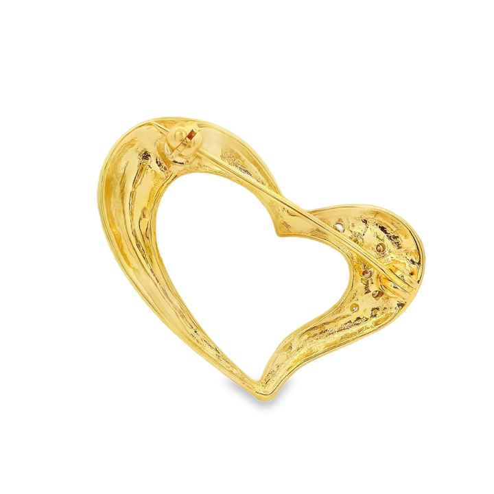 Estate - 10K Yellow Gold 0.15 CTW Heart Brooch