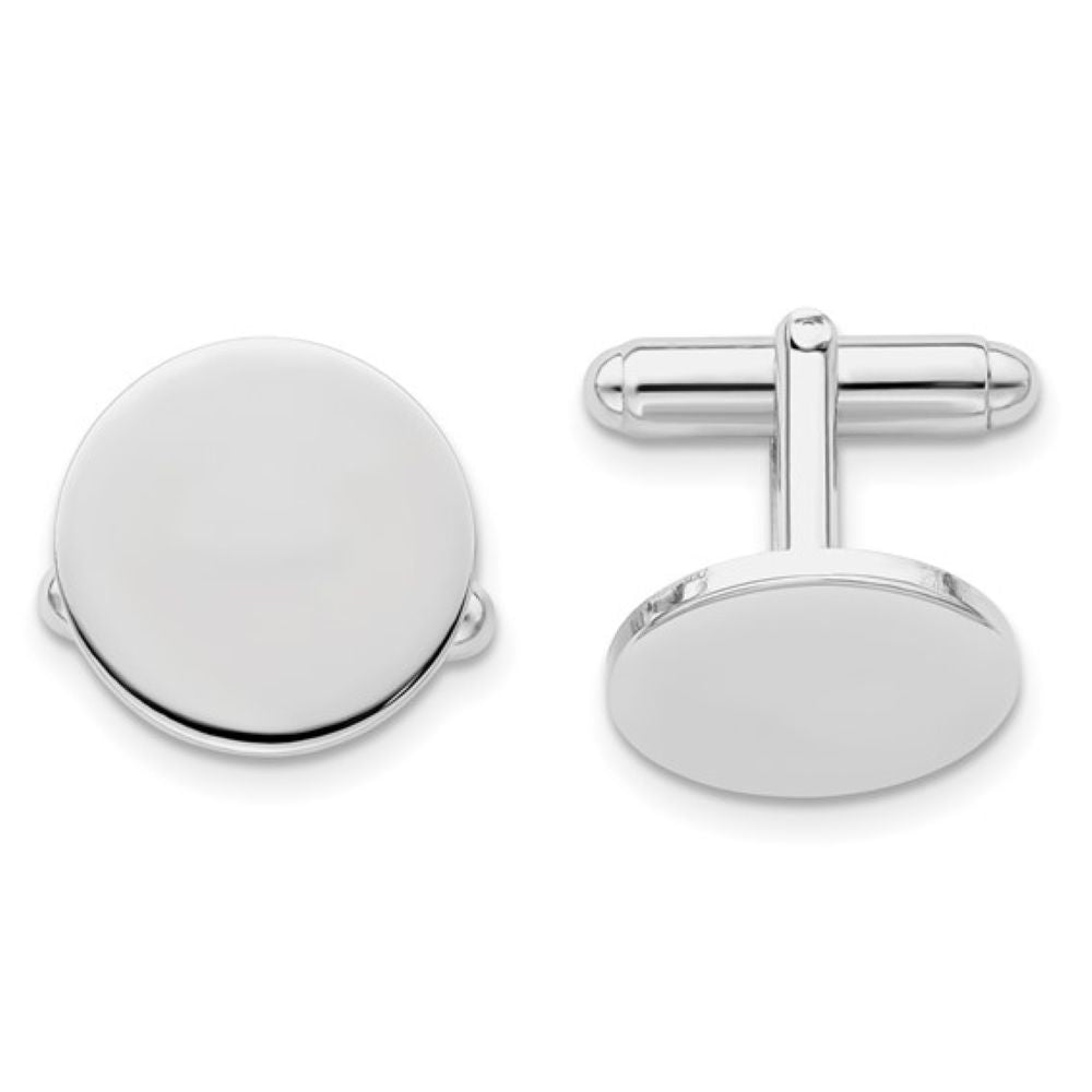 Silver-Tone Round Engravable Cufflinks