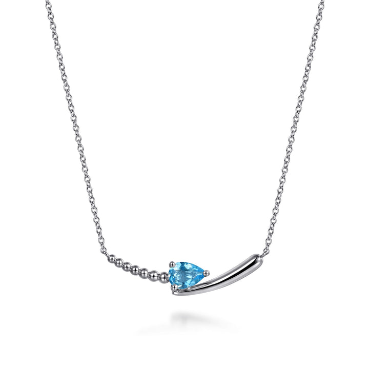 Sterling Silver Gabriel & Co. Bar Necklace With Blue Topaz