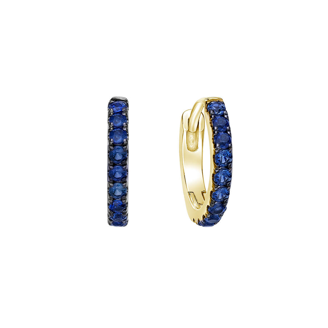 10K Yellow Gold 0.25 CTW Round Sapphire Huggie Earrings