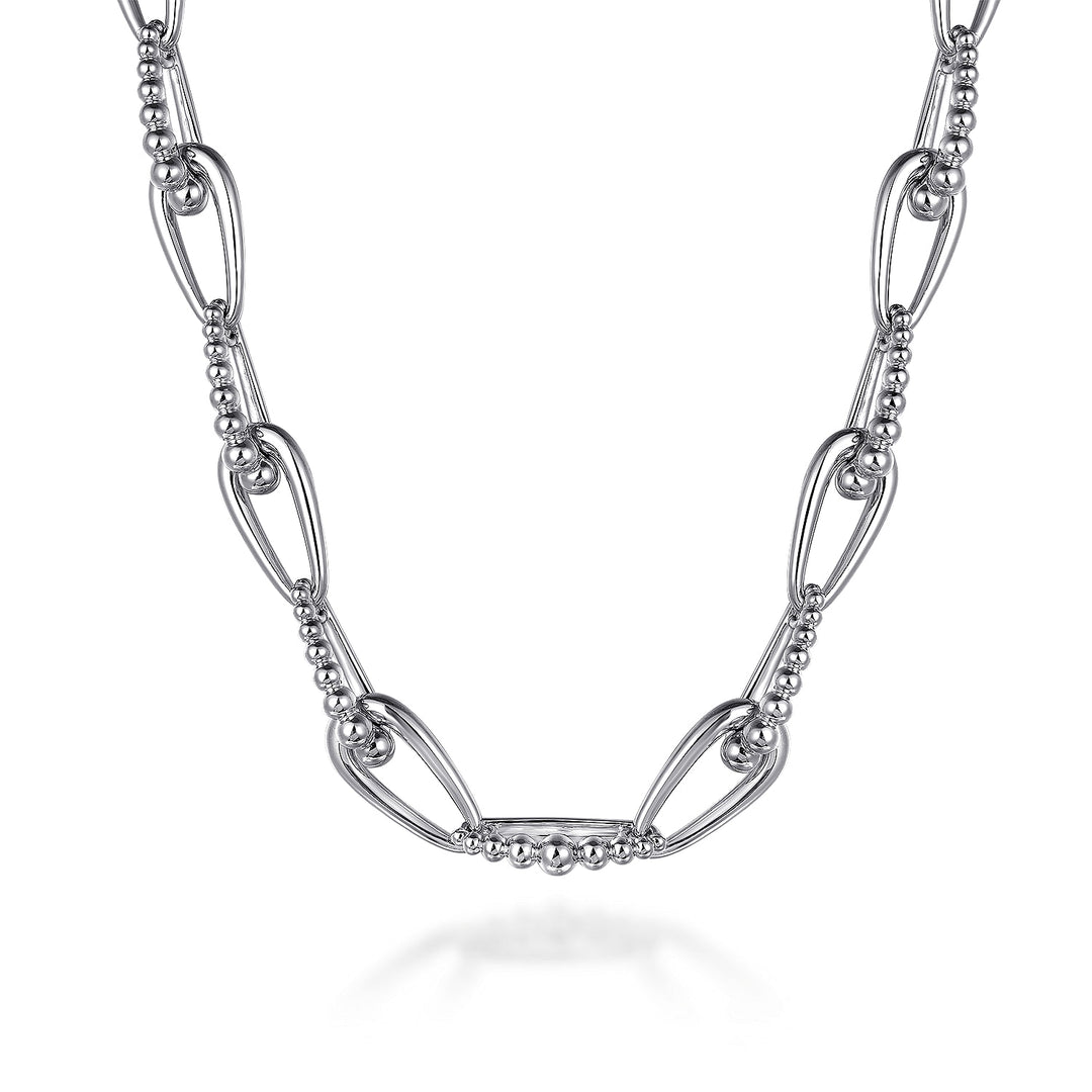 Gabriel & Co. Sterling Silver Fancy Oval Link 16" Necklace