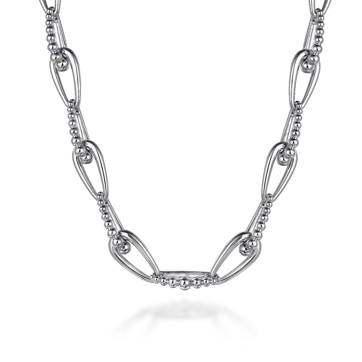 Gabriel & Co. Sterling Silver Fancy Oval Link 16" Necklace