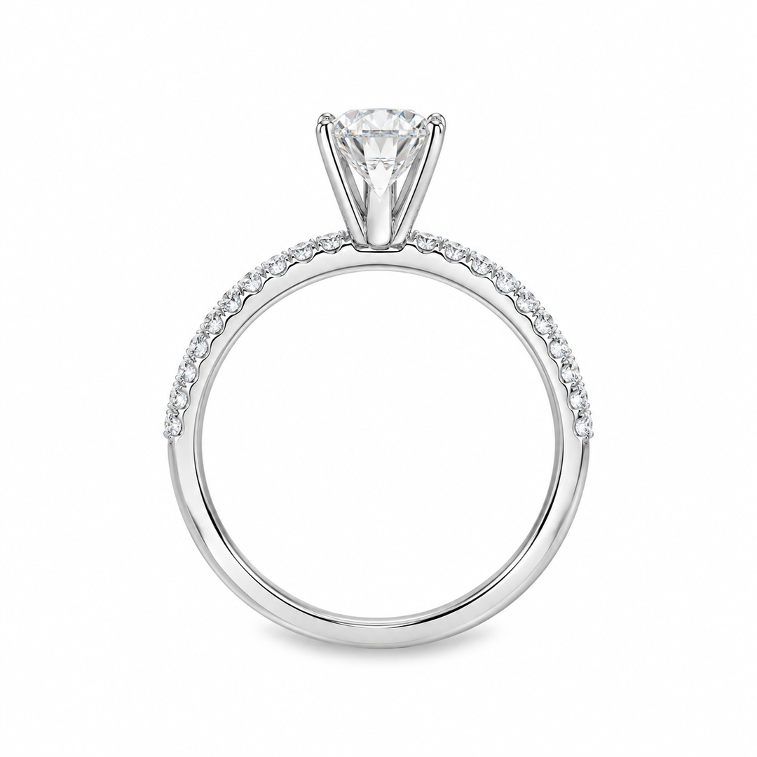 14K White Gold Classic 6-Claw Semi-Mount Engagement Ring For A Marquise Center Stone